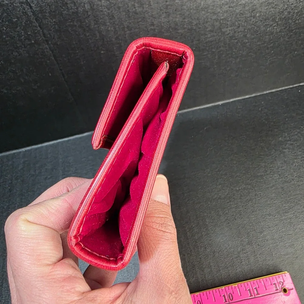 Bank of America Jewelry Travel Case Tri-Fold Red Faux Leather Velvet‎ Organizer